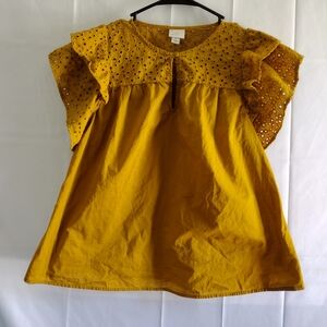 a new day Mustard Eyelet Button Top